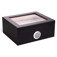 Luxury Cedar Wood Cigar Humidor Box with Hygrometer, Tight Seal Design, Travel Gift Set Brown