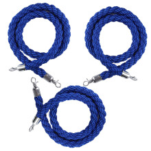 Velvet Stanchion Rope Set Blue 300cm Elegant Velvet Finish with Quick Hook for VIP Event Crowd Control