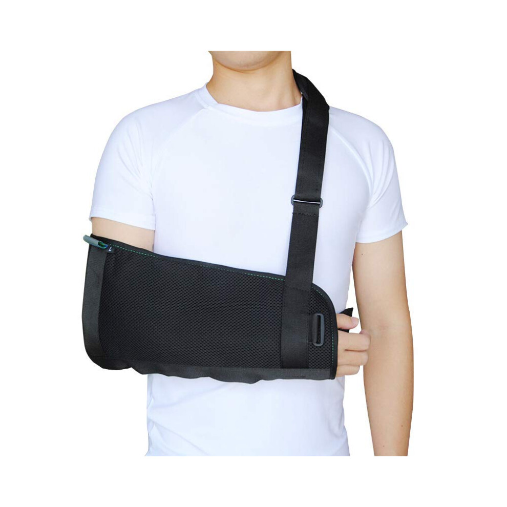 Arm Sling and Shoulder Immobilizer with Adjustable Strap Fit, Secure Waist Support for Fracture Recovery