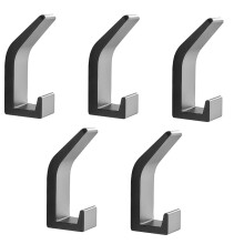 Adhesive Wall Hooks 5Pcs Black No Drill Coat Hooks Waterproof Strong Adhesion for Bathroom and Kitchen