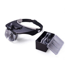 Head Mounted Magnifier with LED Light, Adjustable Lens and Hands Design for Reading and Close Work