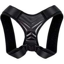 Adjustable Back Posture Corrector and Support Brace for Men and Women, Ergonomic Design Black