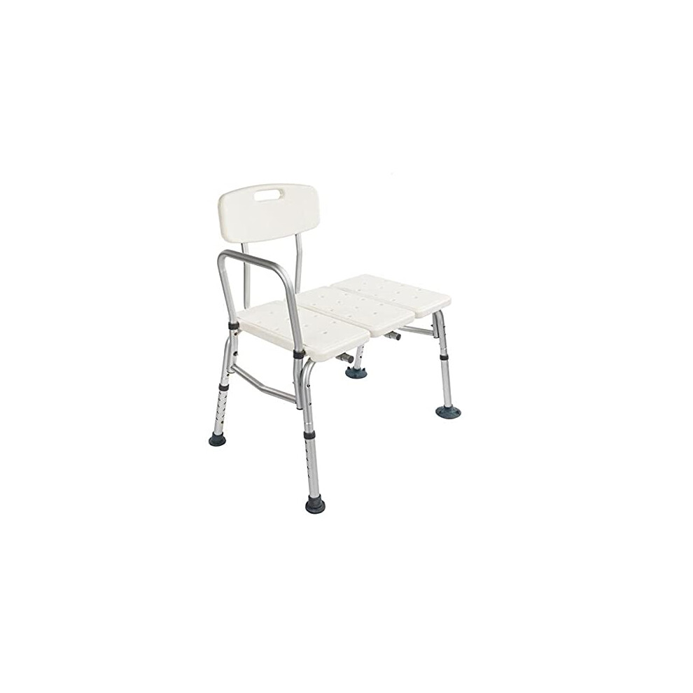 Adjustable Aluminum Shower Chair for Elderly with Reversible Transfer Bench, NonSlip Seat and Back Support