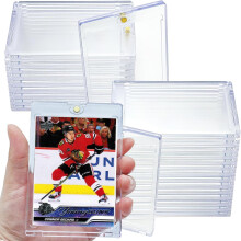 50 Pack Magnetic Card Holders with Gold‑Tone Accent, Two‑Piece Trading Card Protectors for Sports Collectibles