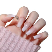 French Style Press On Nails Set, Gradual White Rectangle Fake Nails, Salon Quality Easy Application