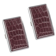 Leather Cigarette Case for Men and Women, Slim Metal Holder 20 Cigarettes, Durable Water Resistant Wine Red