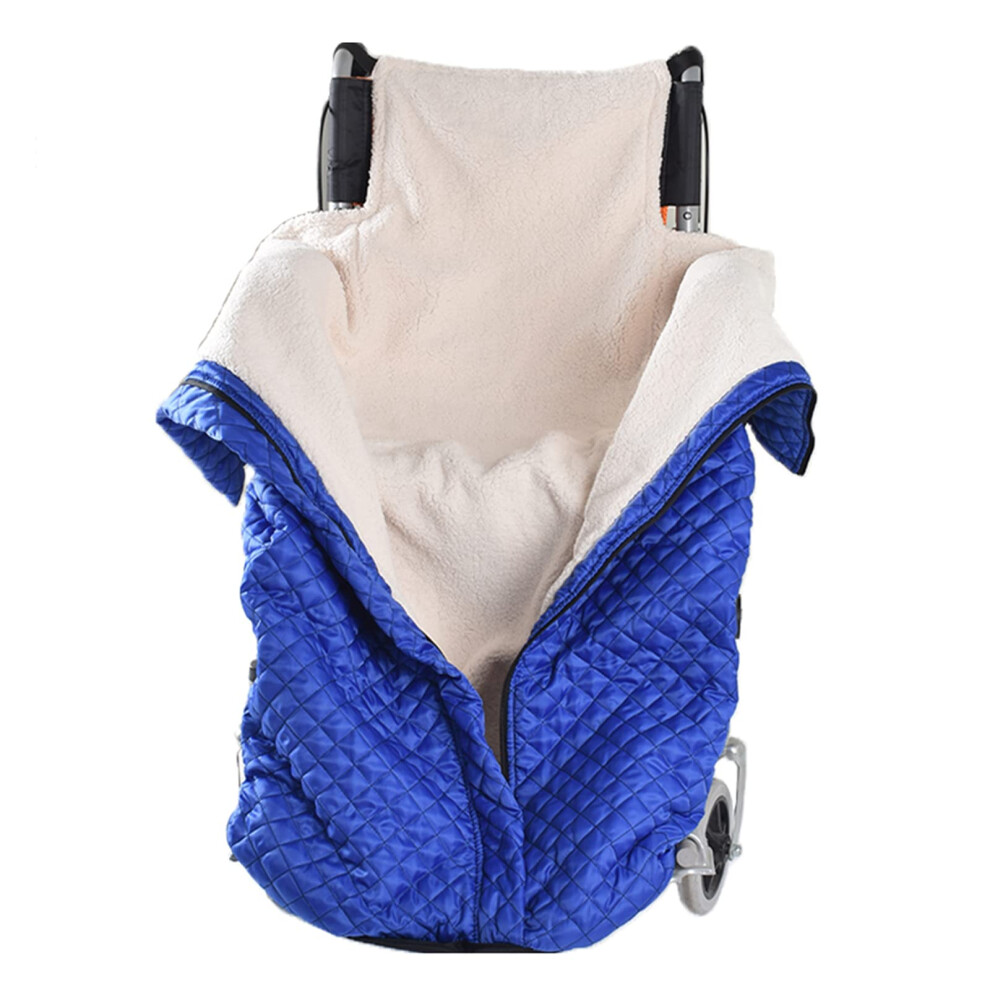 Black Waterproof Fleece Lined Wheelchair Blanket With Zipper And Straps, Warm Lap Cover For Elderly