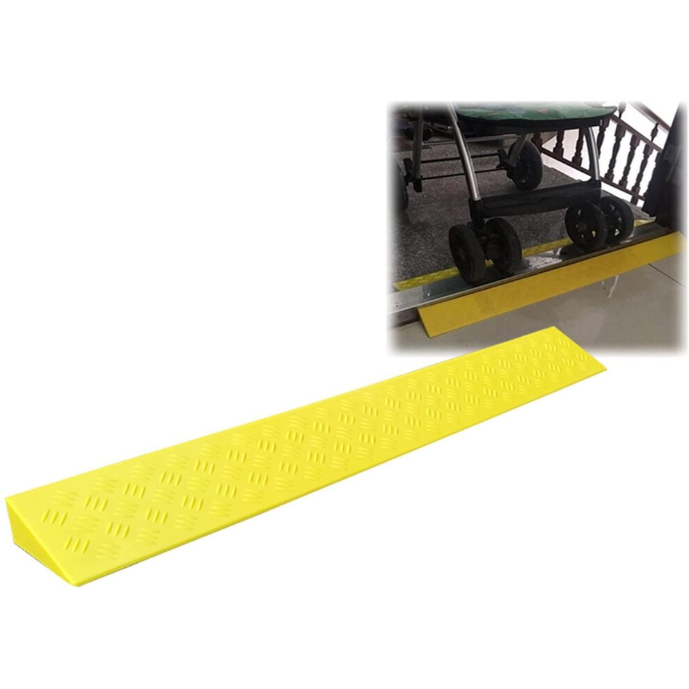 Yellow Heavy Duty Wheelchair Threshold Ramp For Doorways, CutâToâFit AntiâSlip Indoor Curb Mat, 100X9x3.5cm