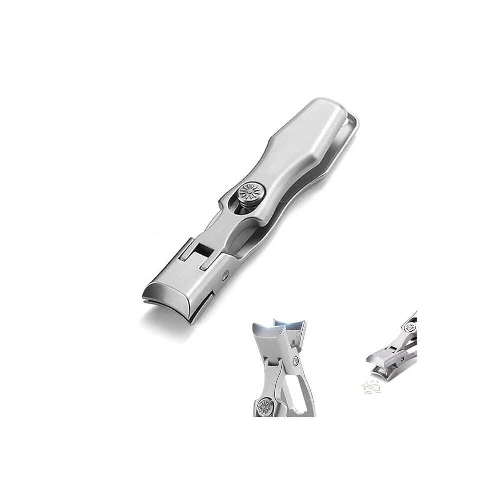 Silver Nail Clippers For Thick Nails Stainless Steel Toe Nail Clippers No Splash Catcher Ultra Sharp