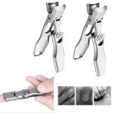 Stainless Steel Nail Clipper with Catcher, Wide Opening Easy Grip Trimmer for Thick Nails, 2 Pack