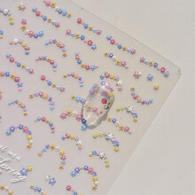 Japanese Cute Flower Nail Sticker 3808, Removable PET Embossed Nail Decals for Spring Cartoon Nail Art