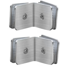 2 Pack 90 Degree Adjustable Glass Clamp 304 Stainless Steel Shower Door Glass Bracket with Corrosion‑Resistant Finish