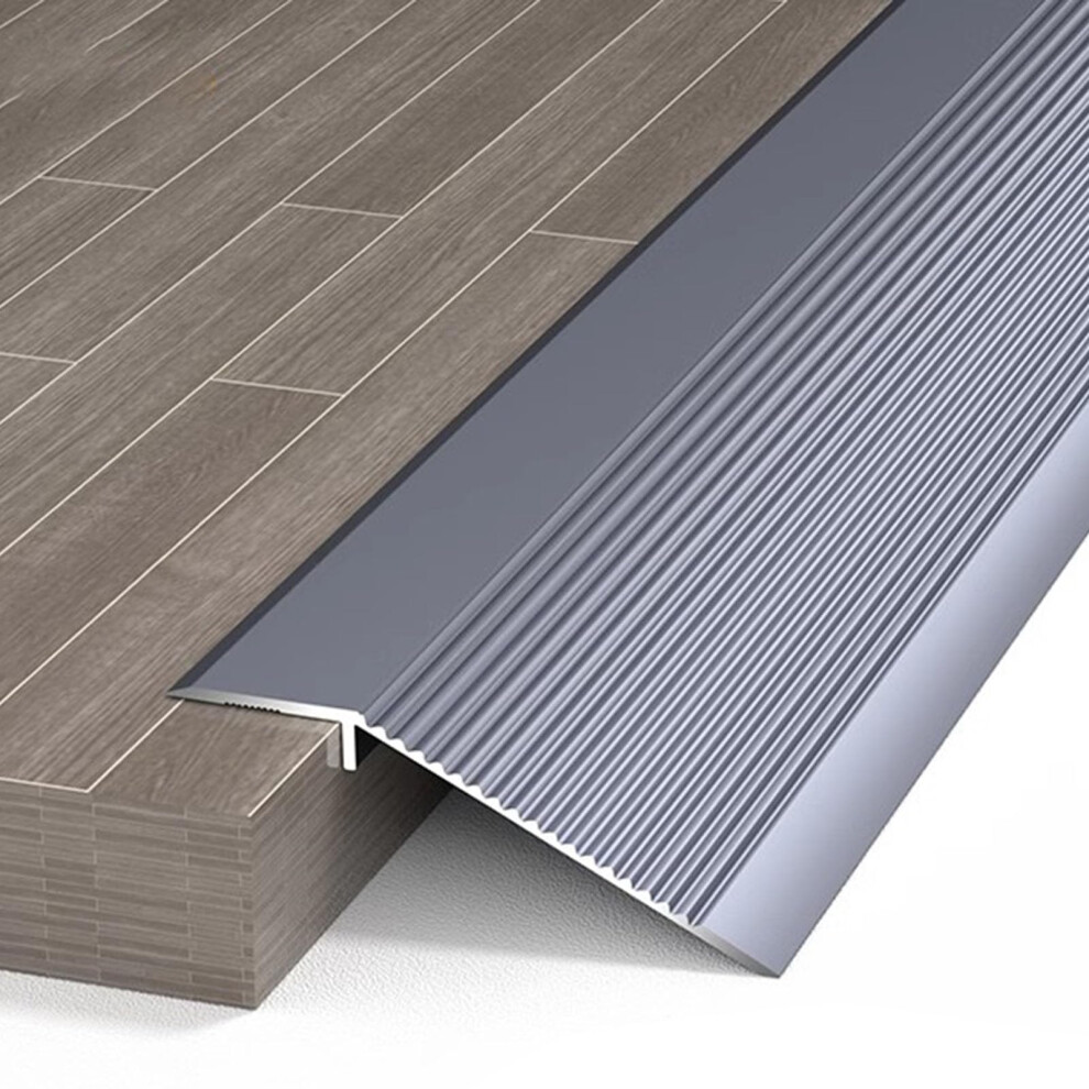Light Gray Aluminum Transition Strip 90Cm For Uneven Floors, Smooth Floor Threshold Ramp For Wood To Tile 9073542252016