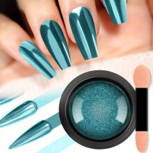 Chrome Nail Powder Holographic Color Shift Mirror Effect Pigment for DIY Gel Polish Nail Art 9g Blue