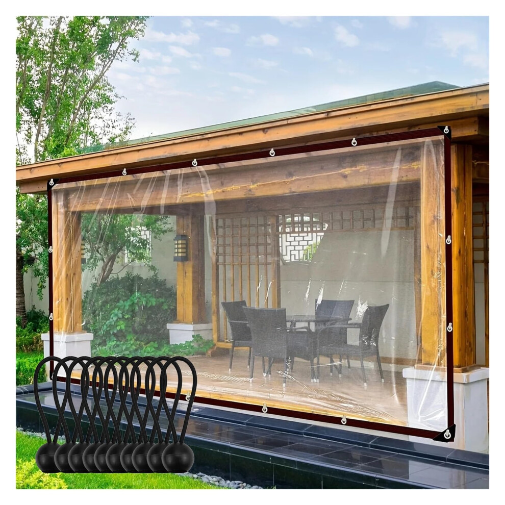Clear Waterproof Tarpaulin With Grommets For Outdoor Use, Windproof Pvc Tarp For Garden Patio (5.9X6.56ft) 9073542252320