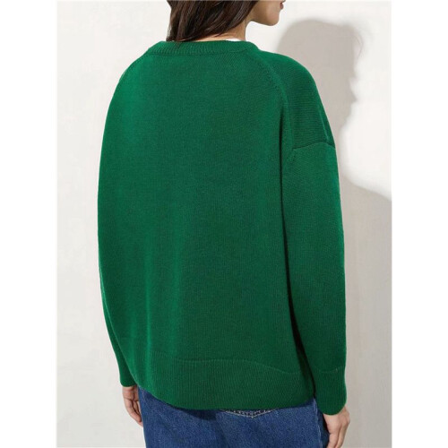 Women'S Light-Weight Soft Petite Crewneck Solid Plain Sweaters Fall Winter Pullover Jumper Tops Dark Green S 2