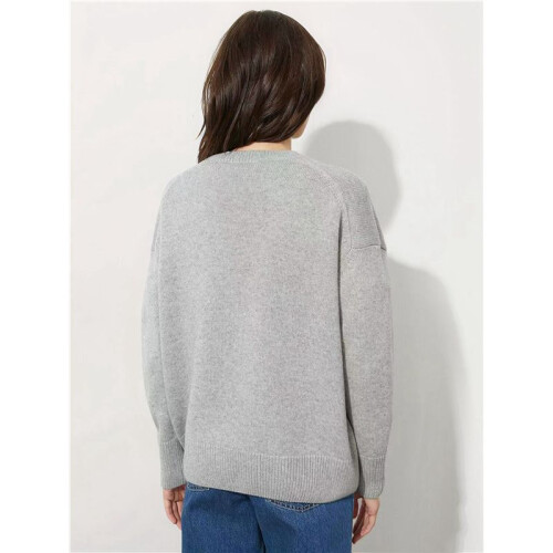 Women'S Light-Weight Soft Petite Crewneck Solid Plain Sweaters Fall Winter Pullover Jumper Tops Light Gray M 2