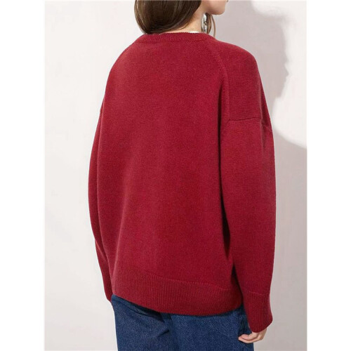 Women'S Light-Weight Soft Petite Crewneck Solid Plain Sweaters Fall Winter Pullover Jumper Tops Wine Red L 2