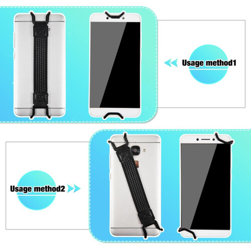 Universal Elastic Phone Hand Strap Anti‑Drop Adjustable Grip Belt for Smartphone and Ereader Black 1