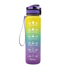 Botella de agua Penkiiy de 946 ml con marcadores de tiempo y pajita.