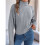 Women'S Sweater Round Neck Texture Button Lantern Sleeve Tops Pullover Knit Grey L 2