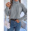Women'S Sweater Round Neck Texture Button Lantern Sleeve Tops Pullover Knit Grey M 4
