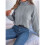 Women'S Sweater Round Neck Texture Button Lantern Sleeve Tops Pullover Knit Grey L 5