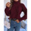 Women'S Sweater Round Neck Texture Button Lantern Sleeve Tops Pullover Knit Wine Red S 7