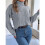Women'S Sweater Round Neck Texture Button Lantern Sleeve Tops Pullover Knit Grey M 7
