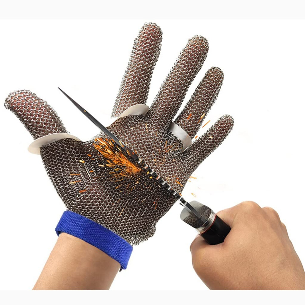 Chainmail Cut Resistant Glove Stainless Steel Mesh Butcher Safety Glove With Adjustable Wrist Strap L 9330225591061