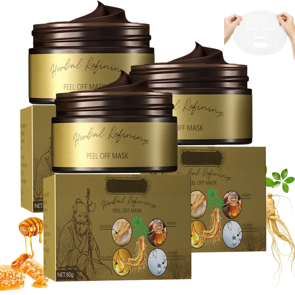 Korean Ginseng Peel Off Face Mask 3pcs Set, Deep Pore Cleansing and Hydrating Herbal Facial Care