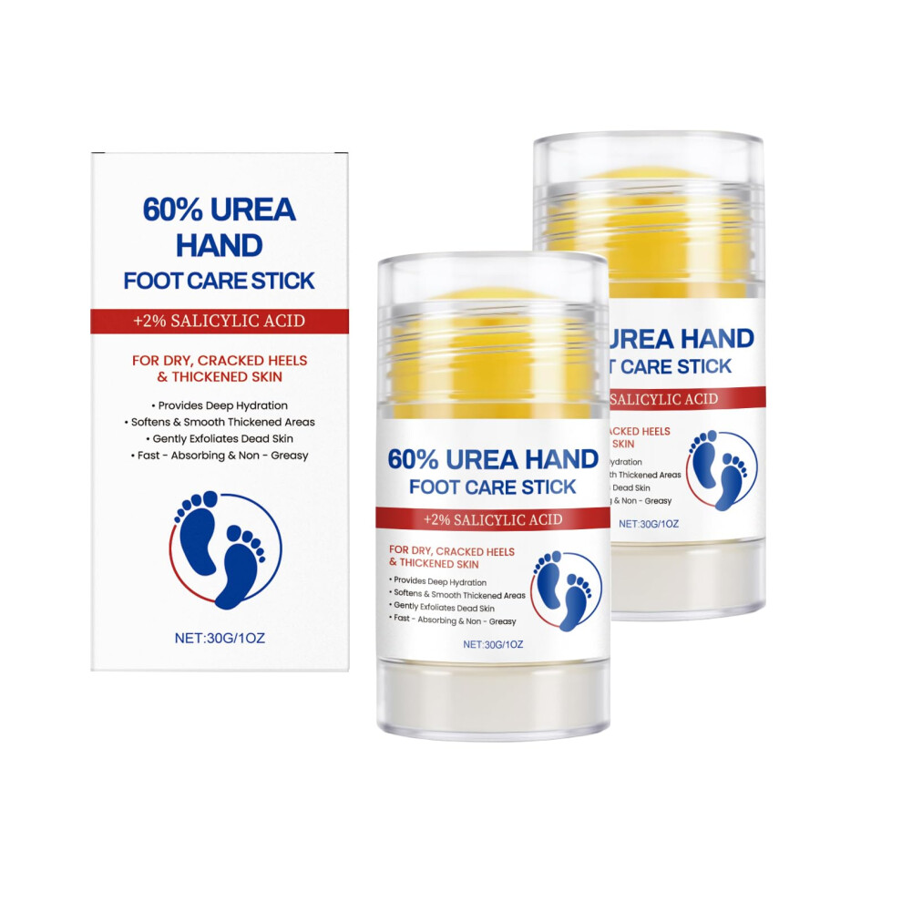 Cream 2 Pcs Urea Foot Stick 60% Urea And 2% Salicylic Acid For Dry Cracked Heels And Rough Skin, Deep Hydration Nongreasy Balm