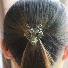 (Ancient Bronze) Viking Metal Wolf Hair Tie Animal Decor Hair Ring Elastic Ponytail Holder Hair Accessories For Women Girls