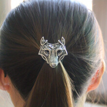 (Antique Silvery) Viking Metall Wolf Haargummi Dekor Tier Haar Ring elastische Pferdeschwanz Halter Haar-Accessoires p