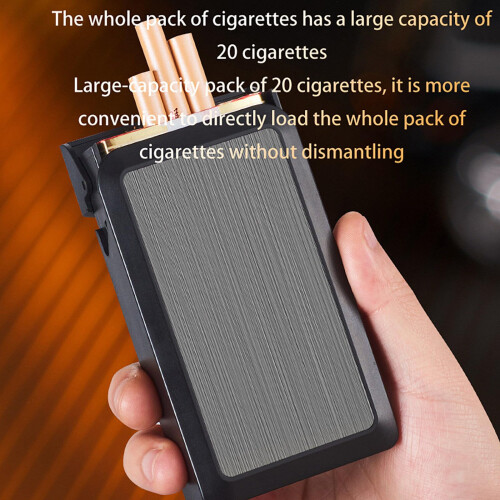 Electric Cigarette Lighter Case USB Rechargeable Windproof 20Pack Sliding Cover Cigarette Box 1