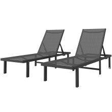 Conjunto de Tumbonas Gris 190 x 62 x 88 cm