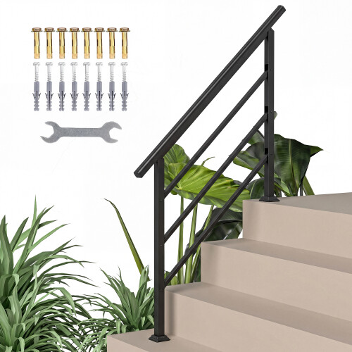 Outsunny Barandilla de Escalera Negro 131 x 5 x 98 cm