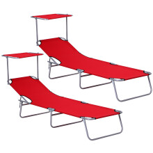Tumbonas Plegables Rojo 187 x 58 x 36 cm