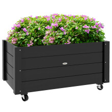Jardinera con Ruedas Negro 89 x 48 x 47 cm