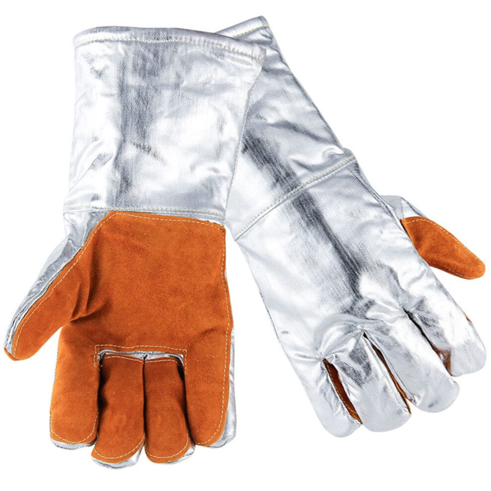 Heat Resistant Work Gloves 300C Aluminum Foil Insulation Cowhide Leather Welding Gloves For Oven And Fireplace 9073542254270