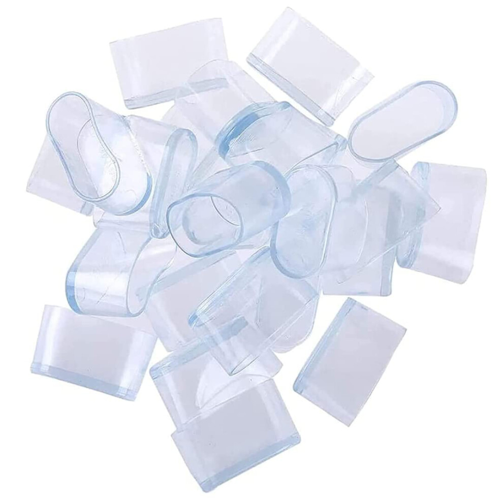 16Pcs Transparent Chair Leg Protectors For Hardwood Floors, Noise Reduction Pvc Caps, 25X50mm Oval 9330225591870