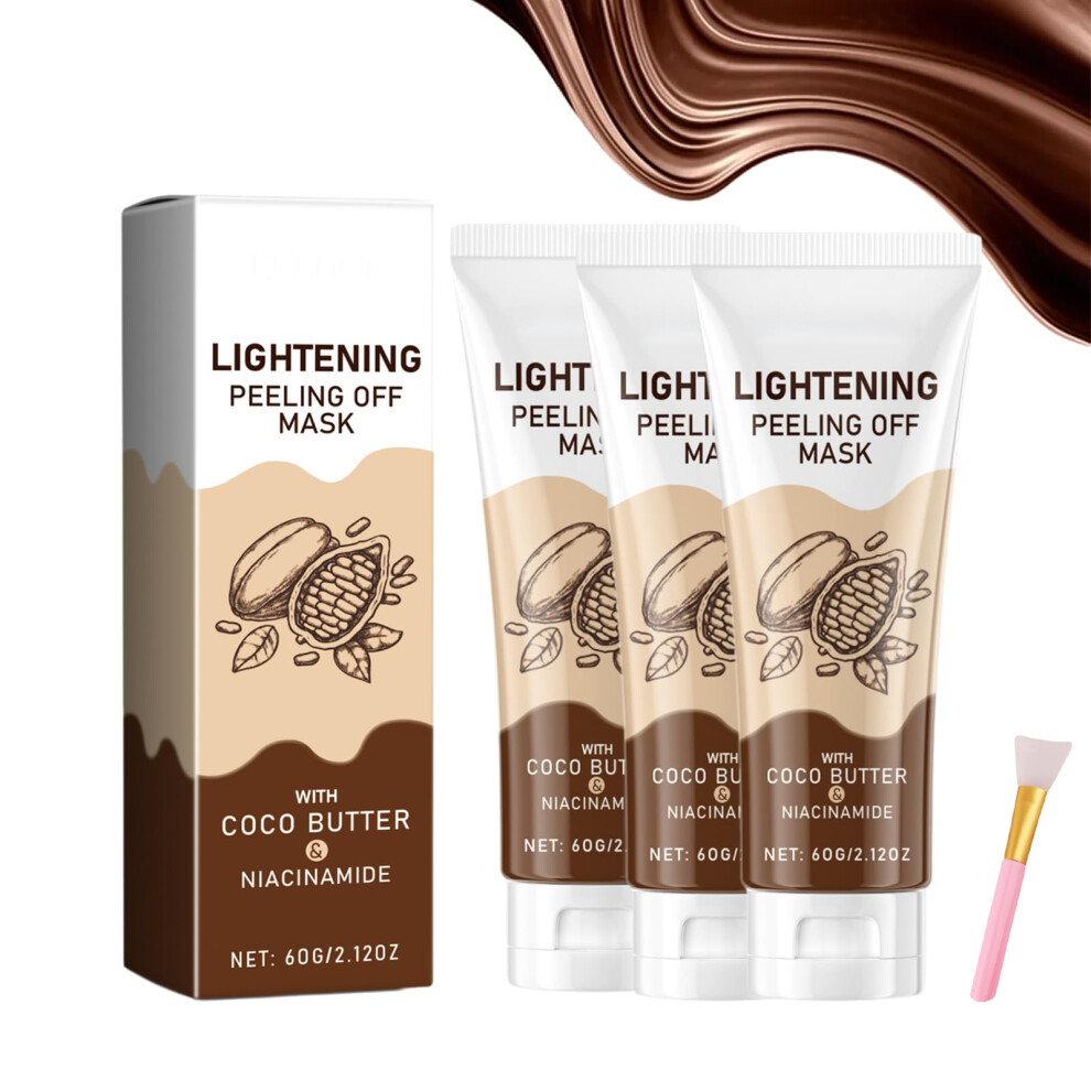 Chocolate Peel Off Face Mask 3pcs with Niacinamide for Deep Hydration and Radiance Boost