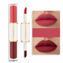 2 in 1 Velvet Matte Lip Gloss Dual Ended Matte Liquid Lipstick Long Lasting Non Stick Nude Color 4ML