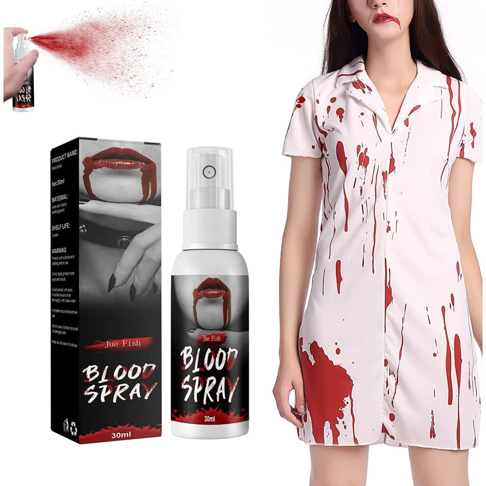Fake Blood Spray 30ml for Halloween Makeup, Realistic Blood Effect, Washable Fast Drying Costume Use