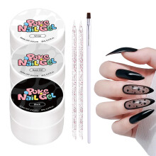 Black and White 3D Gel Nail Polish Set for Beginners, Jelly Finish and Layered Nail Art Effects