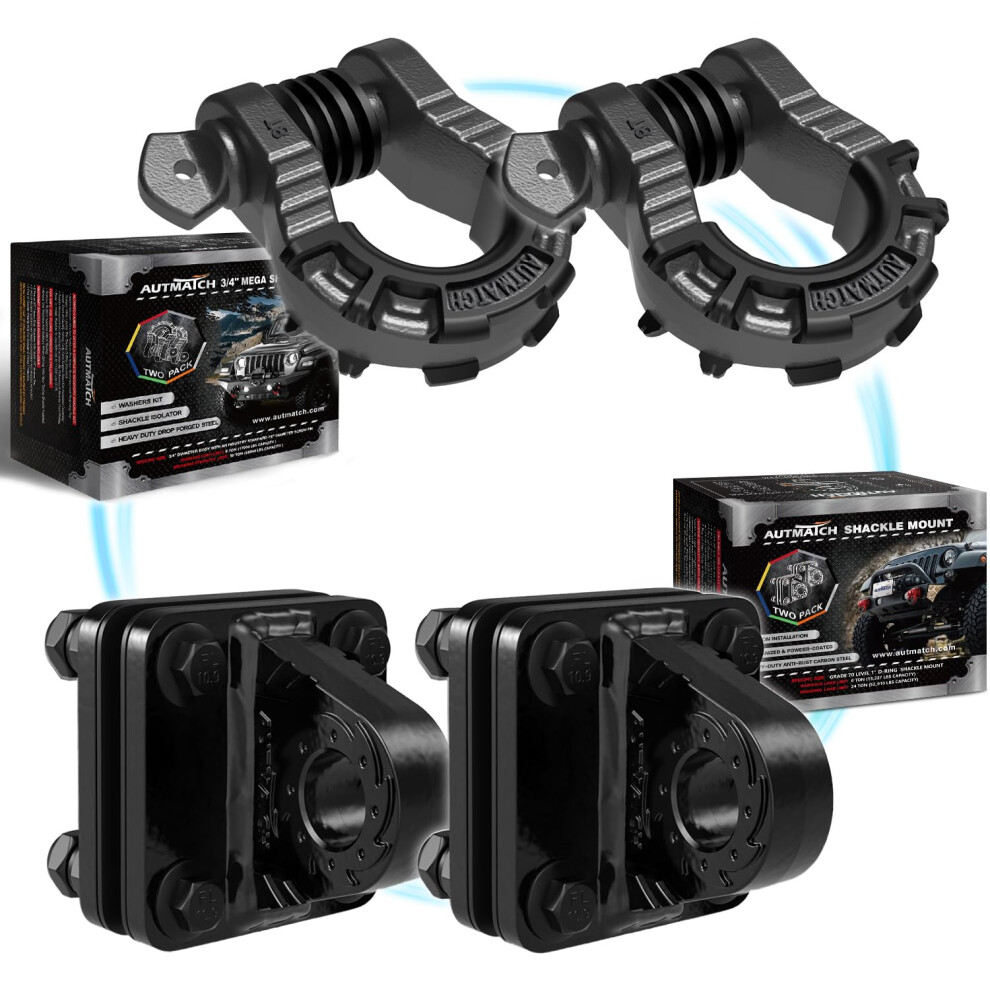 Heavy Duty D Ring Shackles With Tow Shackle Mount, Bolt On Recovery Bracket For Truck And Offroad 9073542210474