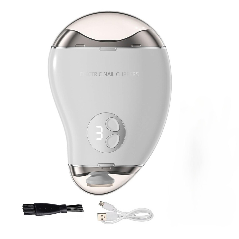 Rechargeable Electric Nail Clipper and Trimmer for Seniors, 2 in 1 Design with LED Light, Low Noise, White