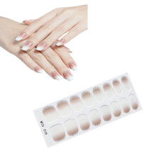 Gel Nail Stickers UV Semi Cured, Fast LED Curing Salon Gloss, Latte Coffee Light Brown 16PCS