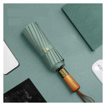 Travel Umbrella with Solid Wood Handle, 16 Rib Windproof Automatic Folding Umbrella for Men