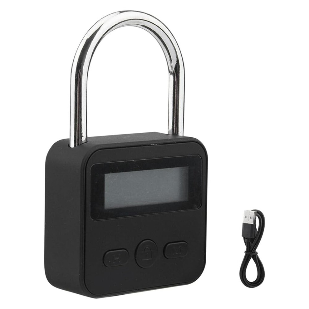 Electronic Timer Lock With Lcd Display, Usb Rechargeable Metal Padlock For Habit Control Â Black Alloy 9045646649672
